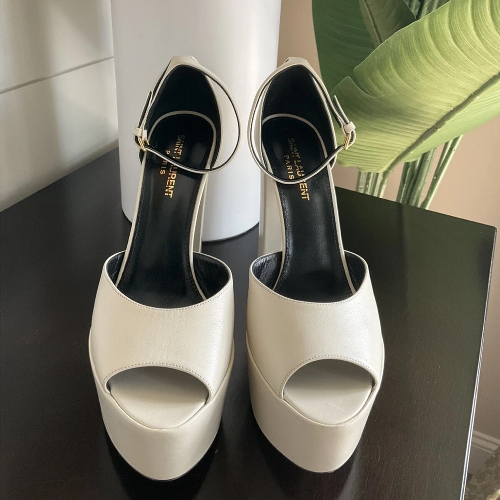 Saint Laurent Ivory Platform Sandals - Picture 3 of 8
